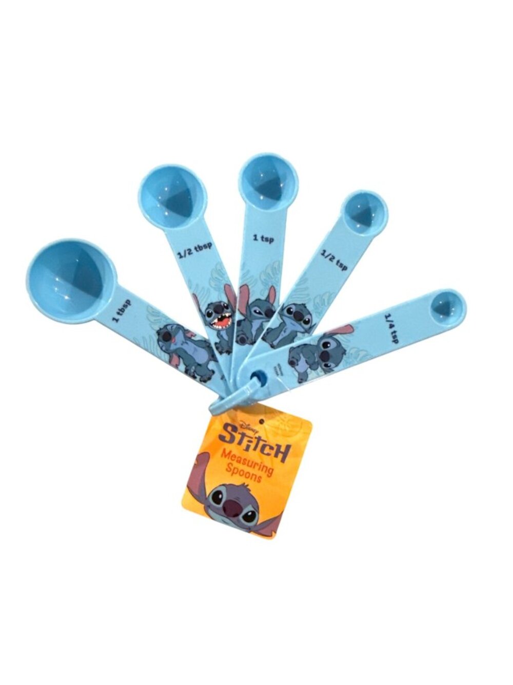 5pc Disney Stitch Measuring Spoons Set Blue Kitchen Baking Tool 1 Tbsp-1/4 Tsp
